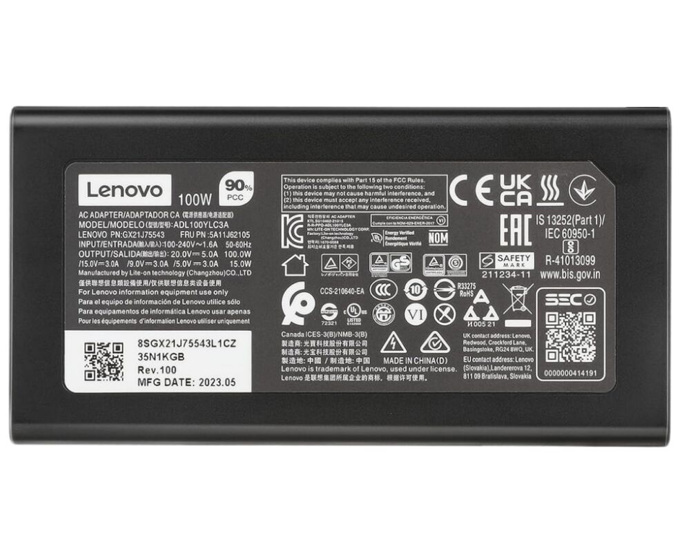 100W USB-C Type-C Lenovo 5A11D52395 Charger AC Adapter + Cable 100W USB-C Type-C Lenovo 5A11D52395 Charger AC Adapter + Cable