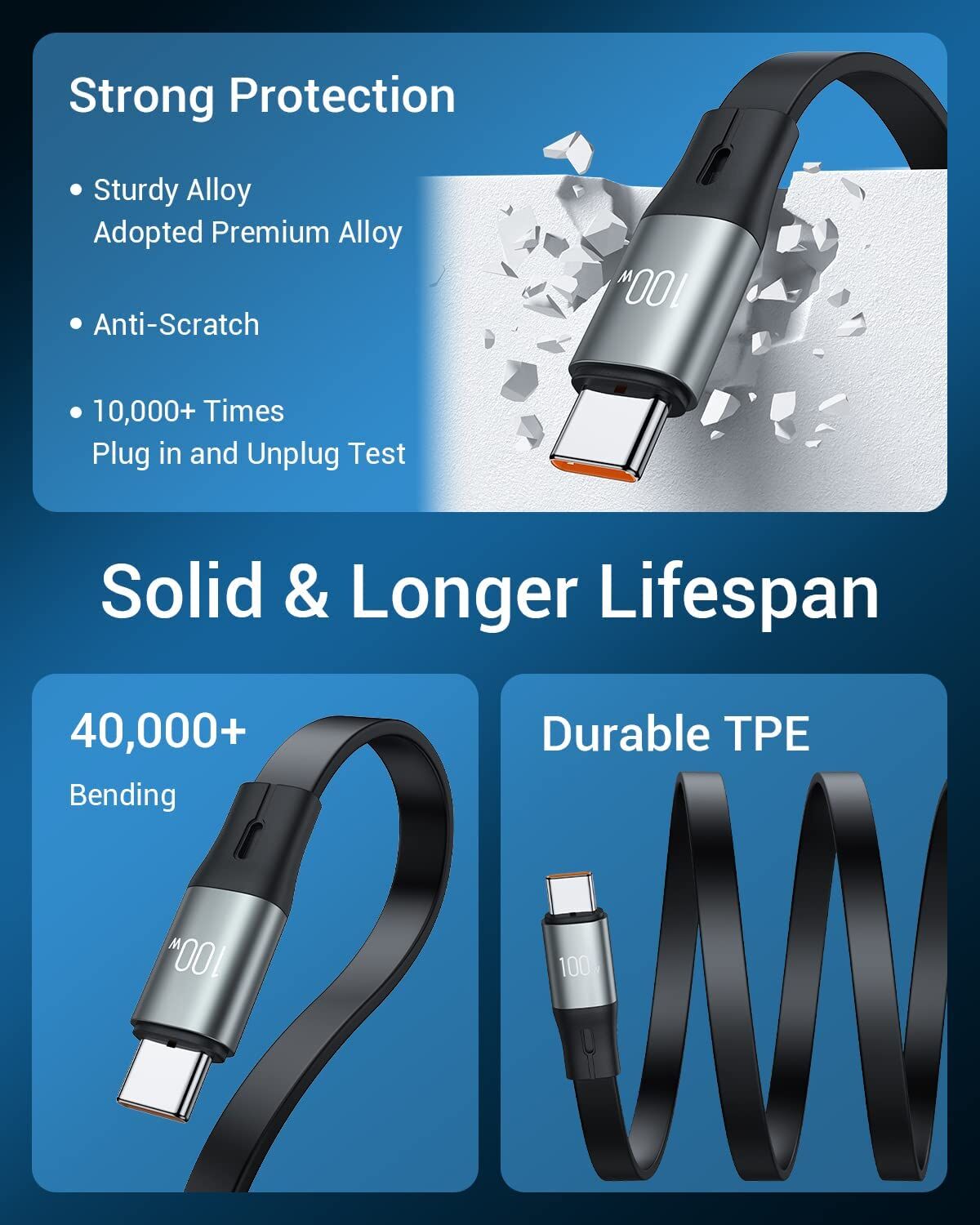 USB-C Cable 100W PD Super Fast Charging Cable 3 in 1 Retractable Charging Cable USB-C Cable 100W PD Super Fast Charging Cable 3 in 1 Retractable Charging Cable