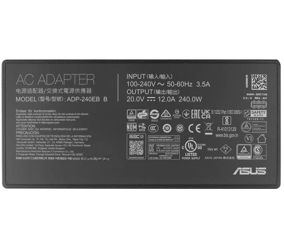 20V 12A 240W Original Asus A20-200P1A Rectangle Conn Charger AC Adapter + Cable 20V 12A 240W Original Asus A20-200P1A Rectangle Conn Charger AC Adapter + Cable