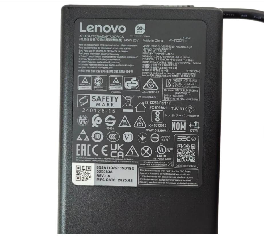 20V 12.25A 245W Original Lenovo ADL245CDC3A Charger AC Adapter + Cable 20V 12.25A 245W Original Lenovo ADL245CDC3A Charger AC Adapter + Cable