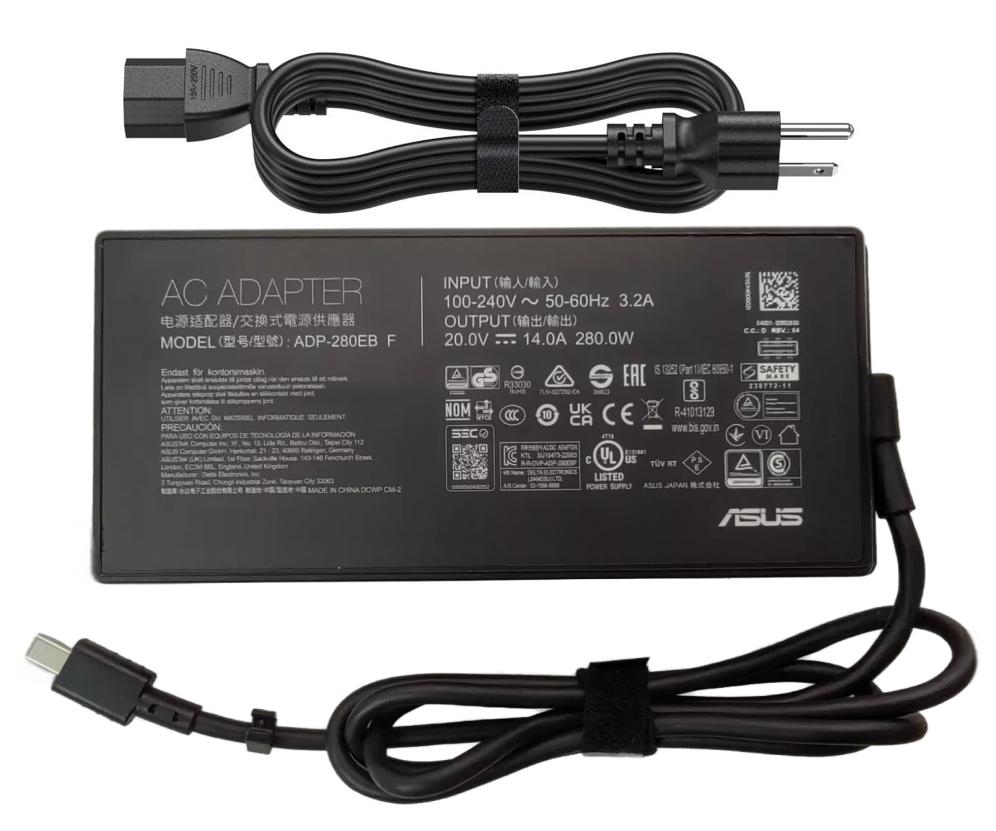 20V 14A 280W Original Asus ADP-280EB B Rectangle Conn Charger AC Adapter + Cable