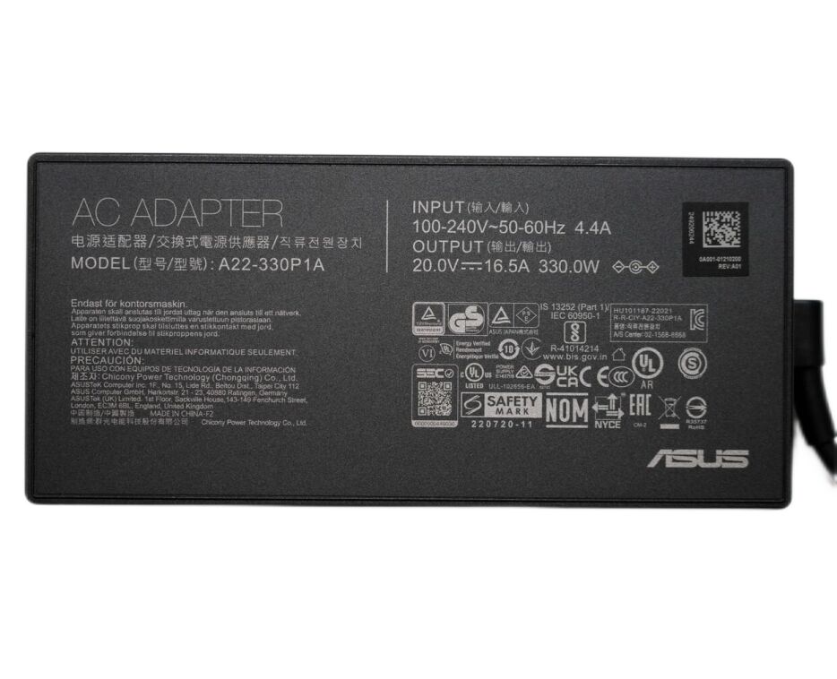 20V 16.5A 330W Asus 0A001-00800200 Charger AC Adapter + Cable 20V 16.5A 330W Asus 0A001-00800200 Charger AC Adapter + Cable