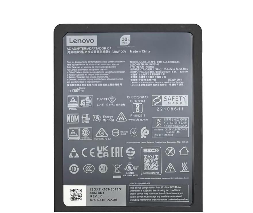 20V 16.5A 330W GaN Charger Lenovo 5A11K06360 AC Adapter + Cable 20V 16.5A 330W GaN Charger Lenovo 5A11K06360 AC Adapter + Cable