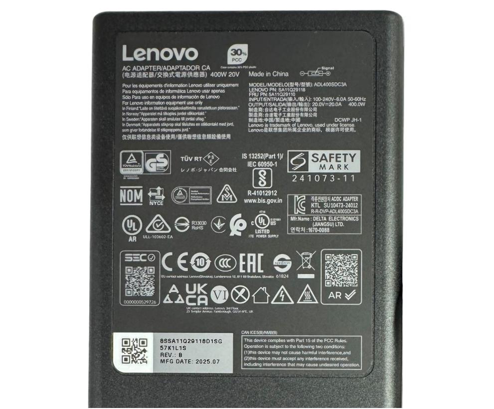 20V 20A 400W Original Lenovo ADL400SCC3A Charger AC Adapter + Cable 20V 20A 400W Original Lenovo ADL400SCC3A Charger AC Adapter + Cable