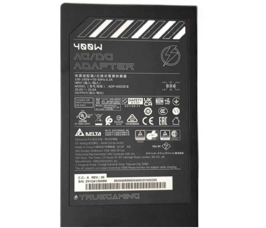 20V 20A 400W Original MSI ADP-330CB BH Charger AC Adapter + Cable 20V 20A 400W Original MSI ADP-330CB BH Charger AC Adapter + Cable