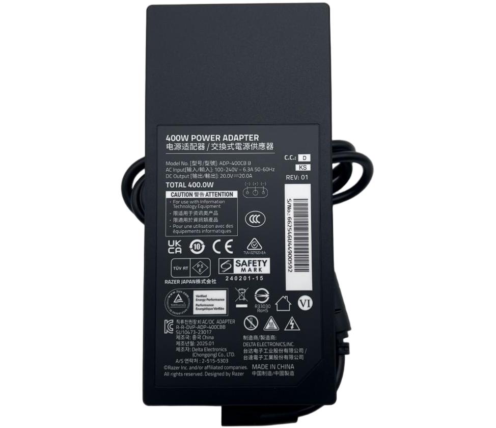 20V 20A 400W Original Razer ADP-400CB B Charger AC Adapter + Cable 20V 20A 400W Original Razer ADP-400CB B Charger AC Adapter + Cable