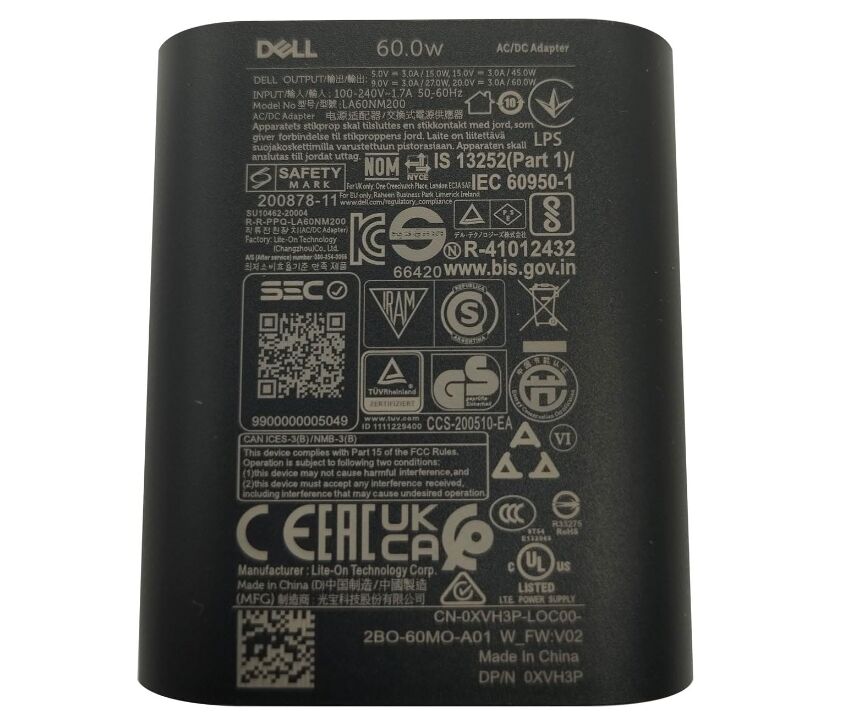 60W Type-C Original Dell 07HGF6 Charger AC Adapter + Cable 60W Type-C Original Dell 07HGF6 Charger AC Adapter + Cable