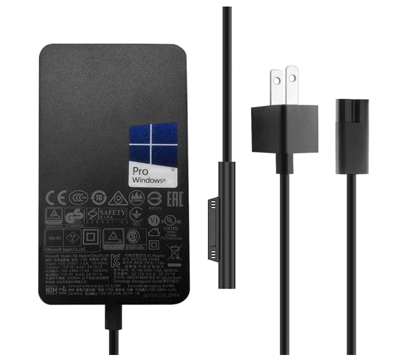 15V 4A 65W Microsoft 1706 Surface Book 2YN-00001 Laptop Adapter Charger + Cable