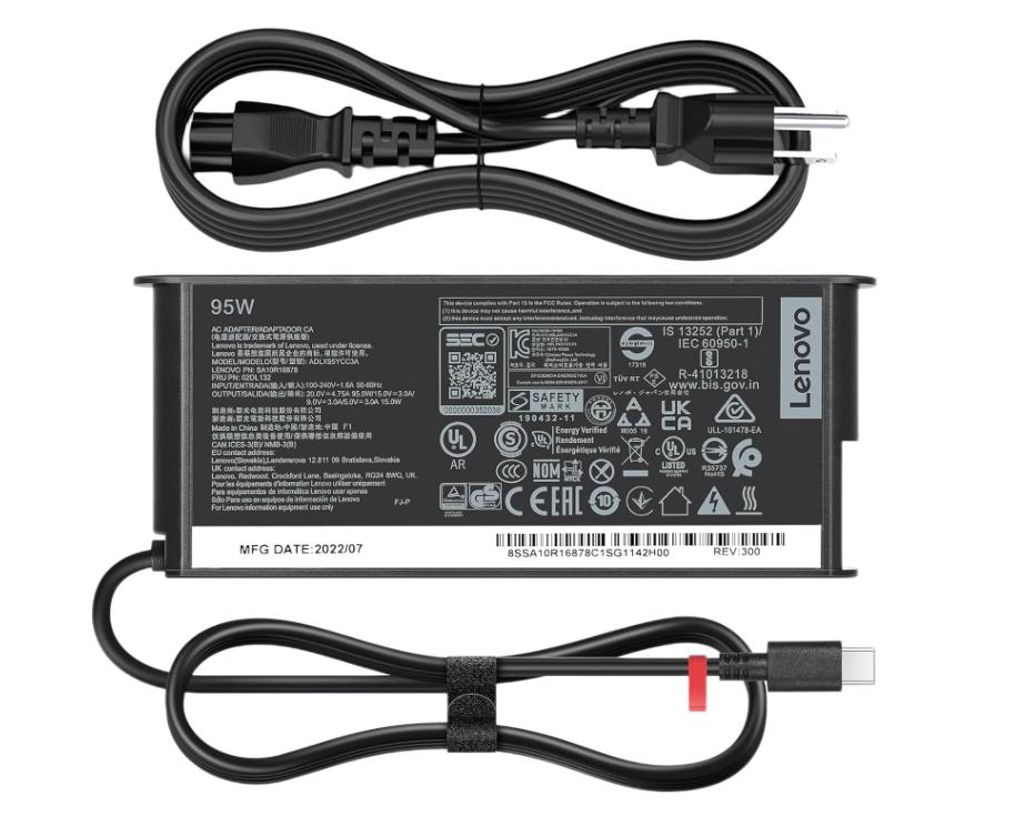 20V 4.75A 95W USB-C Lenovo ADLX95YCC2A O2DL132 Charger AC Adapter + Cable